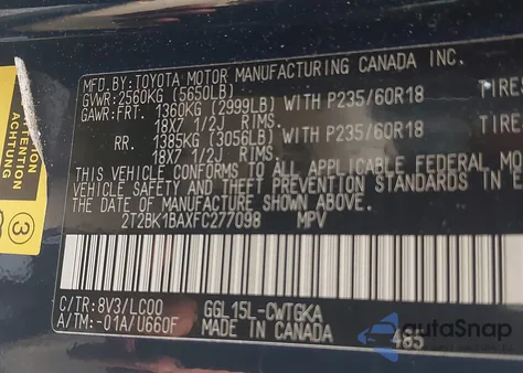 2015 Lexus Rx 350 from USA, damaged, VIN 2T2BK1BAXFC277098